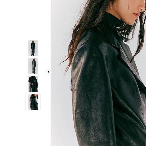 New Stand Studio Liv Coat Vegan Leather Longline Midi Length Trench Women's M/L - Picture 6 of 13